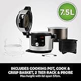 Ninja Foodi MAX 15-in-1 SmartLid Multi-Cooker 7.5L with Digital Probe, Electric Pressure Cooker & Air Fryer, Slow Cook and more, Cooks 6 Portions, Stainless Steel/Black OL750UK