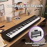 Yamaha P-145 Digital Piano with 88 Graded Hammer Compact Keys and 10 Instrumental Voices, Lightweight and Portable, Black