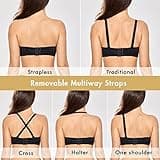 DELIMIRA Women's Strapless Bra Push Up for Bigger Bust Multiway Underwire Smooth Bandeau Bra Black 38H