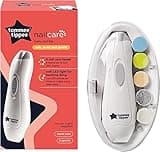 Tommee Tippee Electric Baby Nail File, with Six Filing Heads for Baby and Adult Use, Battery-Powered Infant Nail Clipper with LED Light and Adjustable Speed and Direction Settings
