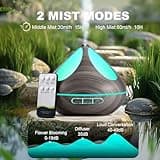 Oil Diffusers 500ML with 8 Essential Oils Set, Aromatherapy Diffusers Air Freshener,Essential Oil Diffuser with Remote Control, 4 Timer and Waterless Auto-Off Cool Mist Diffusers for Home,Gray