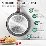 SENSARTE Non Stick Crepe Pan, Dosa Pan Die-cast Auluminium Pancake Flat Skillet Tawa Griddle 26cm with Stay-Cool Handle, Induction Compatible, PFOA Free