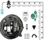 Misting Cooling System Kit With Timers & 24V Silent Pump & Brass Sprayers - Outdoor Patio Mister System Drip Irrigation System For Outside Patio, Garden