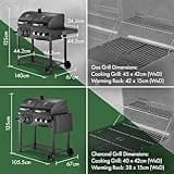 VonHaus Hybrid Dual Fuel BBQ – 2 in 1 Charcoal & Gas Barbecue with Warming Rack, Fold Down Shelf, Temperature Gauges, Wheels, Large Cooking Grills – Barbeque and Smoker – Grill Meat, Fish & Vegetables