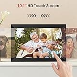 GGUA 10.1 Inch WiFi Digital Photo Frame Built in 32GB Memory, 1280x800 IPS LCD Touchscreen, Auto-Rotate and Audio, Quick and Easy Share Photos or Videos via the Frameo App, the Best Choice for Gifting