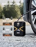 AstroAI Tyre Inflator Air Compressor 12V DC, Digital Car Tyre Pump 150 PSI, Preset Tyre Pressure & Auto Shutoff, Electric Air Pump for Car Tyres, Bicycles, Other Inflatables (Black&Yellow)