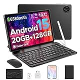 DOOGEE Tab A9 pro 10 inch tablet Android 15 tablets, 20GB RAM+128GB ROM Android Tablet with 1280×800 HD IPS 60Hz Screen, WiFi5 6580mAh Battery Gaming Tablet with Keyboard, Mouse, Pen & Case-Black