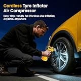 Ipflin Tyre Inflator Air Compressor - 22L/min Portable Car Accessories,Rechargeable Battery Tyre Pump, Digital Cordless Electric Pump with LED Light, 4 Preset Modes for Car/Bike/Motorcycle/Ball