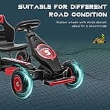 HOMCOM Children Pedal Go Kart, Raving Go Kart with Adjustable Seat, Inflatable Tyres, Shock Aborb, Handbrake, for Ages 5-12 Years - Red