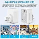 UK to US Plug Travel Adapter, USA Travel Adapter with 4 USB Ports (1 USB C Fast Charger) American to UK Plug Adapter for US Canada Mexico Thailand and More(Type B)