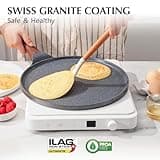 SENSARTE Non Stick Crepe Pan, Dosa Pan Die-cast Auluminium Pancake Flat Skillet Tawa Griddle 26cm with Stay-Cool Handle, Induction Compatible, PFOA Free
