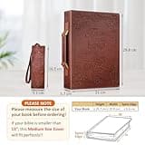FINPAC Classic Bible Cover, PU Leather Carrying Book Case Church Bag Bible Protective with Handle, for Men, Women, Father, Mother, Friends, Girls, Boys, [Trust in The Lord] - Medium/Brown