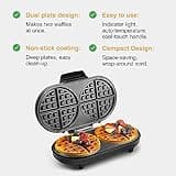 VonShef Double Waffle Maker – Double Belgian & American Waffle Machine with Non Stick Plates, 1200W, Savoury Snacks & Desserts, Auto Temperature Control, Cool Touch Handle – Silver