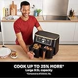 Ninja Foodi MAX Dual Zone Air Fryer, Amazon Exclusive, Tongs, 2 Drawers, 9.5L, 6-in-1, Use No Oil, Air Fry, Max Crisp, Roast, Bake, 8 Portions, Nonstick Dishwasher Safe Baskets, Copper/Black AF400UKCP