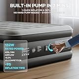 OlarHike Inflatable Mattress, Air Bed Double with Built-in Electric Pump, King Size Blow Up Self Inflating Guest Airbed with Flocked Surface for Camping or Home Use, 190cm L x 140cm W x 46cm H(Black)