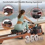 Rowing Machine, Water Foldable Rowing Machine for Home Gym, Fitness Exercise Machine with Bluetooth, 350LB Weight Capacity, App Compatible, Built-in Monitor