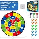 FHNSEL 29 Inches Kids Dart Board Set,Double Sided Dart Board with 12 Sticky Balls,6 Darts,Indoor & Outdoor Party Games Toys Gifts for 3 4 5 6 7 8 9 10 11 12+ Year Old Boys Girls and Adult