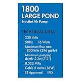 Blagdon Pond Oxygenator 1800, 6 Outlet Air Pump for Ponds Up to 10,000 Litres (Koi Ponds Up to 5,000 Litres), Suitable for Aeration and Oxygenation in Hydroponic and Aquaponic Systems, Green