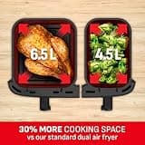 Tefal XXL Dual Easy Fry 11L Air Fryer, Dual Drawer, No Oil, Extra Crisp, Roast, Bake, Reheat, Dehydrate, 7 Pre-set Programs, Dishwasher Safe, 8+ Portions, Java-Grey, EY942BG0