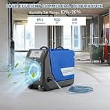 COSTWAY 85L/Day Commercial Dehumidifier, Industrial Air Dehumidifiers Building Dryer with Pump, 24H Timer, Auto Defrost, Memory Starting, Drain Hose, Wheels & Handle, Air Circulation 341m3/h