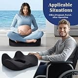 Benazcap Donut Cushion for Hemorrhoids, Coccyx Cushion for Tailbone Pain Relief, Office Chair Cushion, Donut Pillow for Wheelchair, Memory Foam Seat Cushion by Ergonomic for Sores, Sciatica, Black