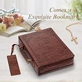 FINPAC Classic Bible Cover, PU Leather Carrying Book Case Church Bag Bible Protective with Handle, for Men, Women, Father, Mother, Friends, Girls, Boys, [Trust in The Lord] - Medium/Brown