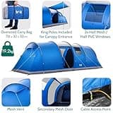Trail Hexton XL 6 Man 2 Room Tent, Family Camping Tunnel Tent, 5000mm Waterproof, Dark Zone Bedrooms, Living Area with Standing Height, Sewn In Groundsheet, Carry Bag (L700cm x W240cm x H220cm)