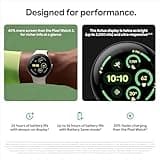 Google Pixel Watch 3 (45 mm) – Android smartwatch with heart rate tracking, advanced running from Fitbit, fitness insights, 24-hour battery – Matte Black Aluminium Case – Obsidian band – Wi-Fi