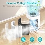 Air Purifier for Home Bedroom, H13 HEPA Filters 99.97% of Dust, Smoke, Odor and Mold, Coverage Area Up to 1200 ft², Sleep Mode (20 dB) and Auto Mode, Three Operating Speeds and Timing Modes, White