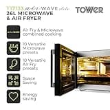 Tower T17133 AirWave Pro Oven 2-in-1 Microwave & Air Fryer with Digital Display Vortx Technology, Magnawave Technology, 20 Cooking Pre-sets, 26L, 900W, Black