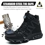 PAQOZKC Waterproof Safety Boots Men Women Steel Toe Cap Boots Safety Shoes High Ankle Air Cushion Work Trainers Black