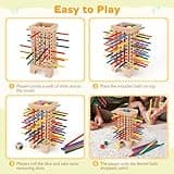 Montessori Game Wooden Board Games, 42 Colorful Wooden Sticks Dice Games Math Educational Toys for 3 4 5 6 Years Old, Fine Motor Skills & Counting Toy, Family Travel Game for Kids Gifts