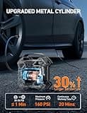 AstroAI Car Tyre Inflator Air Compressor 12V DC & 160PSI Integrated Metal Structure Digital Car Tyre Pump with LED Light, Preset Pressure and Auto Stop for Car Bike Motorcycle, and Others