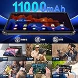OUKITEL RT9 Rugged Tablet - Android 14, 10.1 Inch, 24GB+256GB (TF 1TB), 11000mAh, 16M+16M, IP68 Waterproof, Dual 4G LTE SIM, 5G-WiFi, OTG, GPS, Gaming - Black