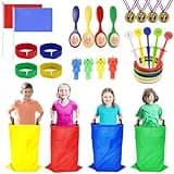 Waylipun Sports Day Kit, 36 Pcs Outdoor Games Set, Sack Race, Ring Toss Game, Egg and Spoon Race, 3 Legged Race, Medal and Whistles, Birthday Party Games Backyard Garden Game Kit for Kids and Family