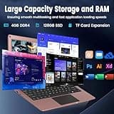Azeyou 11.6 Inch Laptop HD Display - OS 11 Pro Mini Laptops, 4GB DDR4 RAM, 128GB eMMC Storage Notebook, Celeron UHD Graphics, Dual Speakers, Portable Laptops for Student, School, Work - Rose Gold