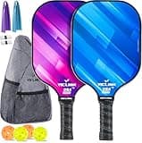 Pickleball Paddles, USAPA Approved Carbon Fiber Pickleball Paddles Set of 2 Includes 4 Pickleballs & 1 Bag, Lightweight Pickle Ball Rackets 2 Pack for Beginners