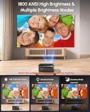 Netflix Certified 4K Projector, 1800 ANSI Bright Daylight Projector with Google TV, WiFi6, Dolby Audio, Auto Focus Short Throw Home Theater for Living Room & Office