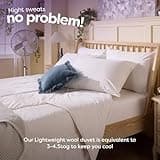 Slumberdown Wonderful Wool King Size Duvet - Temperature Regulating 3-5 Tog Lightweight Cool Summer Quilt for Night Sweats - 100% British Wool, Soft Cotton Cover, Hypoallergenic, Size (225cm x 220cm)