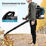 Petrol Leaf Blower 75.6CC 4 Stroke Backpack Leaf Blower 2600W 7000R/Min Adjustable Speed Garden Vacuum and Blowers Handheld Engine Air Cooling 180° Adjustable Air Duct