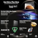 TECLAST 2025 Newest Tablet 13.4 Inch, T65 Android 15 Tablet, 20GB RAM 128GB ROM(TF 1TB), 8000mAh, 2.4G/5G WiFi,1920x1200 IPS, Quad-Core Large Tablets, 5+13MP, BT5.0 - Metal
