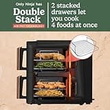 Ninja Double Stack XL Air Fryer, Vertical Dual Drawer Air Fryer with 4 cooking levels, 2 Drawers & 2 Racks, Space Saving Design, 9.5L Capacity, 6 Functions, 8 Portions, Tongs, Black/Copper SL400UKCP