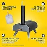 Zanussi ZPO1BPC Outdoor 12 Inch Wood Pellet Portable Wood Fired Pizza Oven with Paddle and Cover in Black, BBQ Oven & Smoker, Stainless Steel Foldable Legs