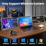 KPKUE 15.6" Laptop Screen Extender Monitor, 1080P FHD IPS Dual Portable Monitor for Laptop, Compatible with 12" -16" Laptops, Plug and Play (Windows only) X90E