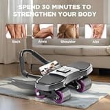 AB Roller Exercise Wheel 1.8M Automatic Rebound Ab Roller, Automatic Rebound AB Wheel With Knee Mat & Timer and Phone Holder for Home Fitness Calisthenics Equipment