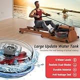 Rowing Machine, Water Foldable Rowing Machine for Home Gym, Fitness Exercise Machine with Bluetooth, 350LB Weight Capacity, App Compatible, Built-in Monitor