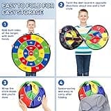 FHNSEL 29 Inches Kids Dart Board Set,Double Sided Dart Board with 12 Sticky Balls,6 Darts,Indoor & Outdoor Party Games Toys Gifts for 3 4 5 6 7 8 9 10 11 12+ Year Old Boys Girls and Adult