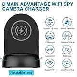 GJFJTC Hidden camera Spy camera WiFi Wireless Charger, Security Spy Cam Motion Activated,HD1080P/4K (Rotate Lens) with 250°Viewing Angle, camaras espias ocultas for Home Office Security(2.4/5G)