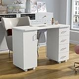 Warmiehomy Professional Manicure Nail Table with Built-in Nail Dust Collection,Mobile Art Beauty Salon Workstation Vacuum Fan Table WorkStation Beauty Manicure Nail Desk, White