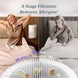 LEVOIT Air Purifier for Bedroom Home, CADR 187 m³/h, 80m², with HEPA & Carbon Filters removes Pollen Allergies Dust Smoke, Air Cleaner with Timer, Quiet 24dB Sleep Mode, Core 300